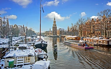 The Montelbaanstoren Tower at winter, Amsterdam